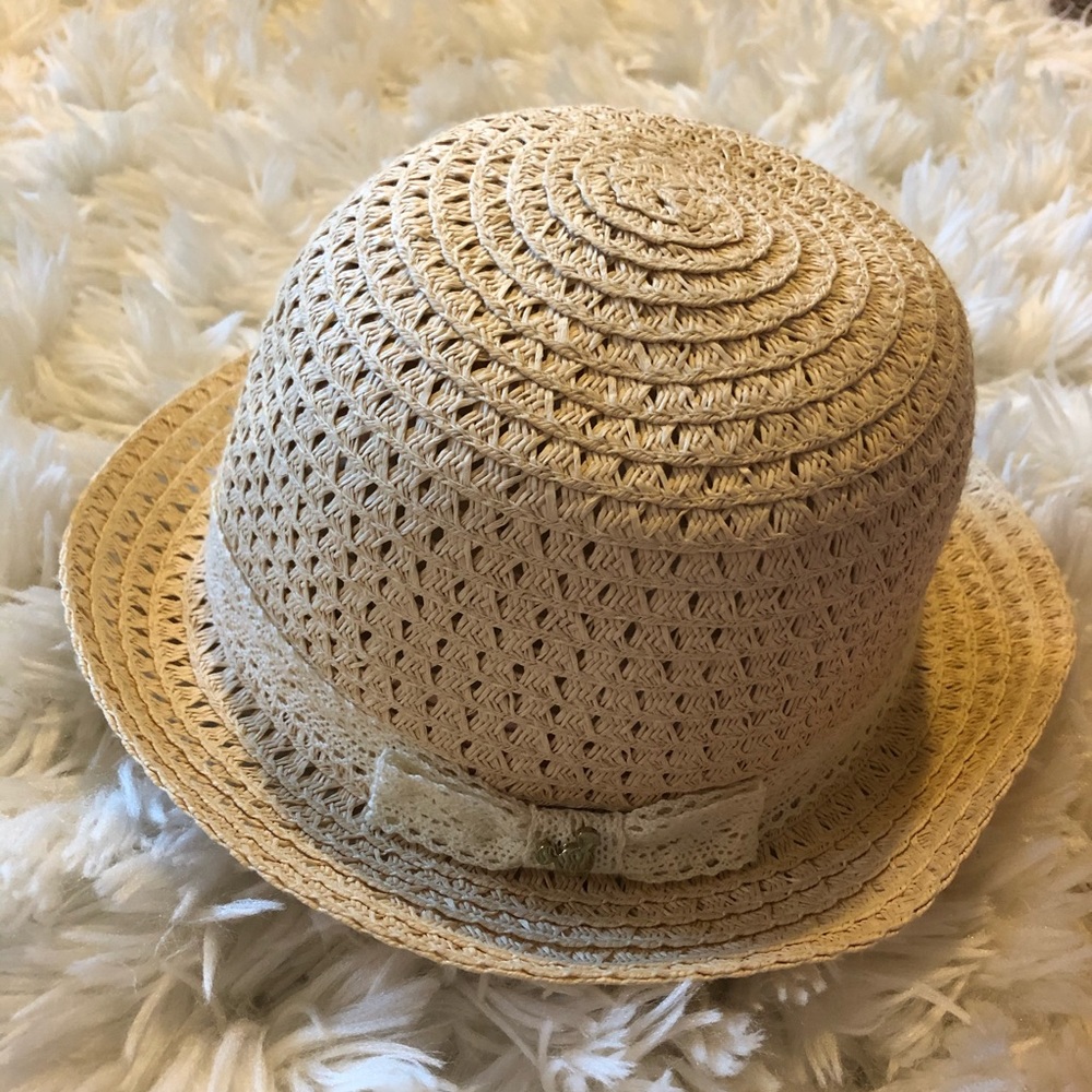 straw hat/fedora with Disney gold charm